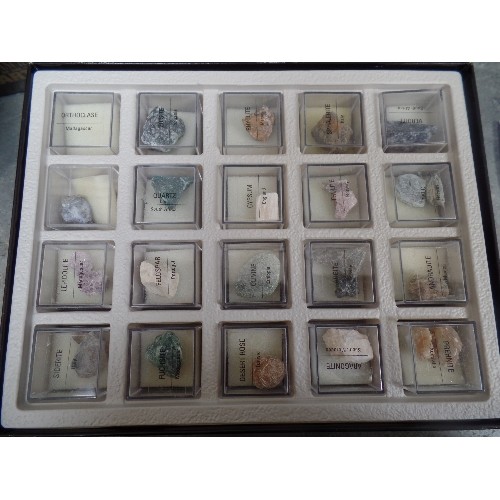 93 - COLLECTION OF MINERALS AND NATURAL STONES  IN THREE DISPLAY CASES. THE INDIVIDUAL STONES IN BOXES WI... 