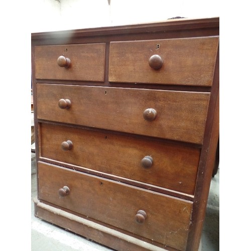 97 - VICTORIAN MAHOGANY CHEST OF DRAWERS, TWO OVER THREE