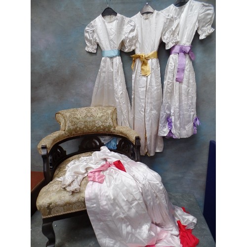 26A - VINTAGE THEATRICAL CLOTHING  - SET OF CHILDREN'S DRESSES WITH DIFFERENT COLOURED SASHES