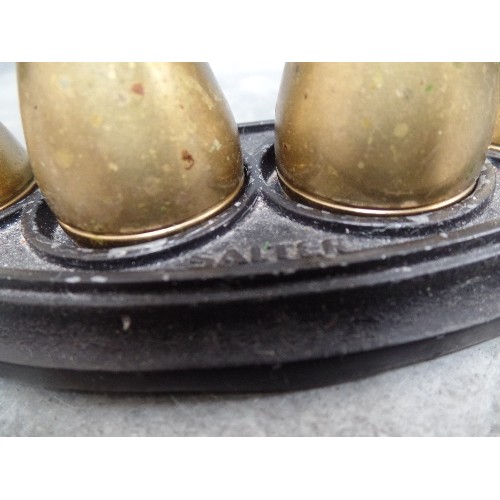 50 - A SET OF SALTERS BRASS WEIGHTS ON A STAND