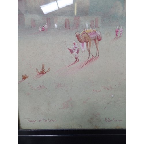 161 - A PAIR OF EARLY 20TH CENTURY WATERCOLOURS  OF EGYPTIAN SCENES WITH CAMELS 