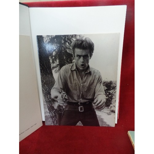 110 - TWO BOOKS ON JAMES DEAN PLUS A FRAMED PHOTO AND STAR PICTURE