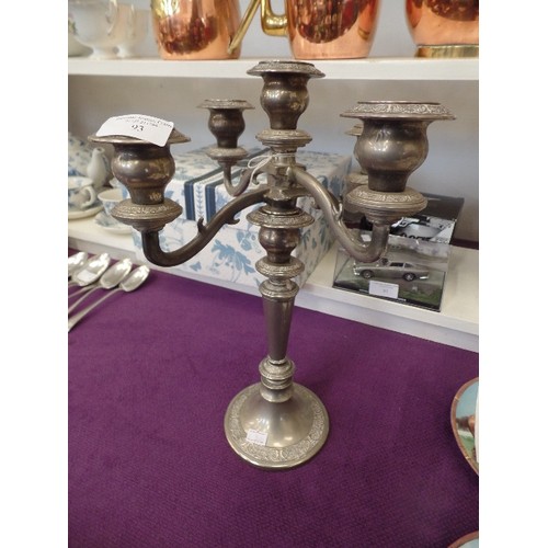 93 - SILVERPLATE 5 STEM CANDELABRA