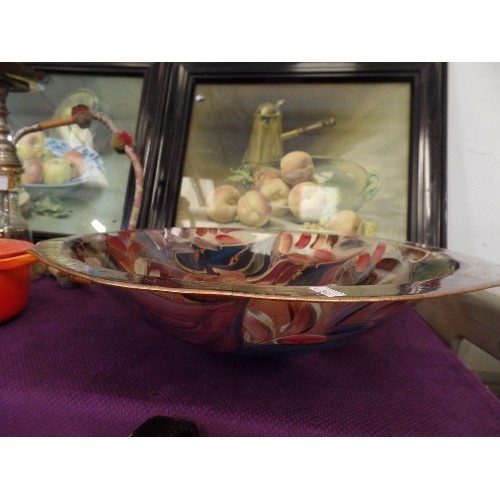 117 - VERY LARGE HAND PAINTED GLASS BOWL