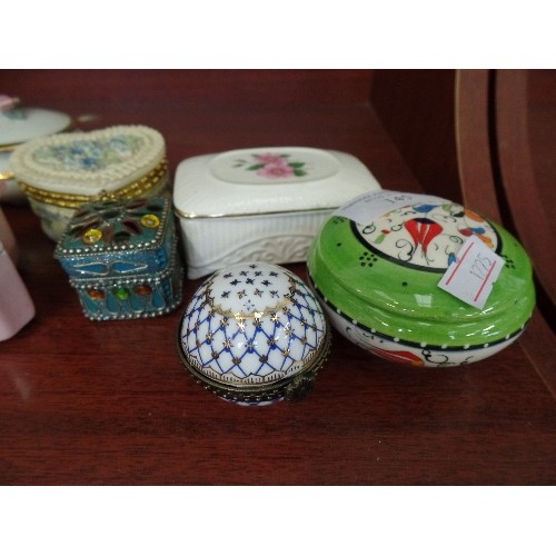 145 - A COLLECTION OF  11 TRINKET POTS - INCLUDING ENAMEL