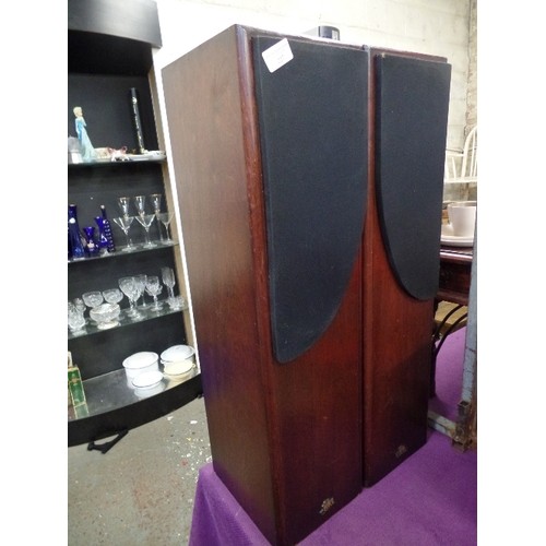 227 - PAIR OF CASTLE ACOUSTICS MUSIC SPEAKERS. DARK WOOD CASING.