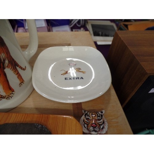 241 - TIGER THEMED LOT. EVERARDS ESSO-TIGER BREWERY ITEMS, ALSO A TIGER WALL PLAQUE, LETTER OPENER AND WAL... 