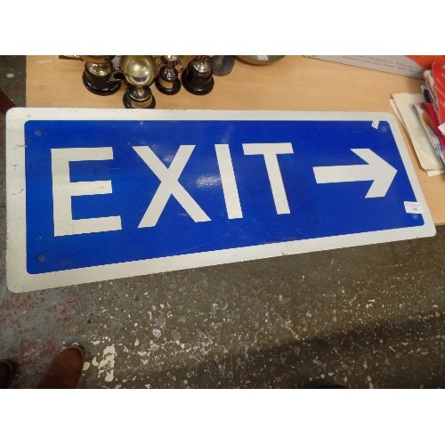 250 - A VINTAGE METAL 'CAR STOP 4'  SIGN, TOGETHER WITH A METAL 'EXIT' SIGN, WITH RIGHT ARROW.