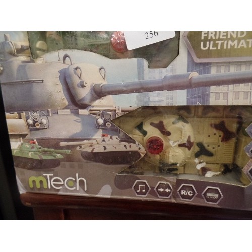 256 - RADIO-CONTROLLED MINI INTERACTIVE BATTLE TANKS, BY M-TECH. BOXED.