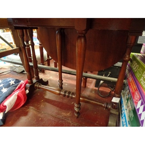 281 - OVAL DROP-LEAF SIDE/COFFEE TABLE. INLAID & POLISHED.