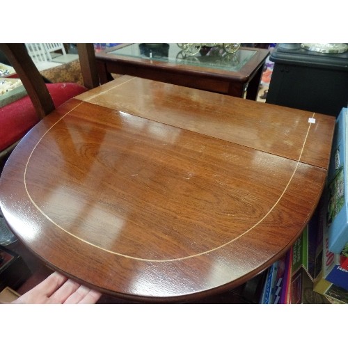 281 - OVAL DROP-LEAF SIDE/COFFEE TABLE. INLAID & POLISHED.