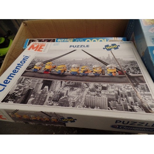 158 - STACK OF JIGSAW PUZZLES. INC 1000 PC MINIONS, A 1000 PC RENATO CASARO PUZZLE FEATURING ICONIC STARS-... 
