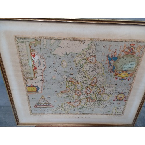 162 - PAIR OF FRAMED MAPS. ANGLIA AND MIDDLESEX.