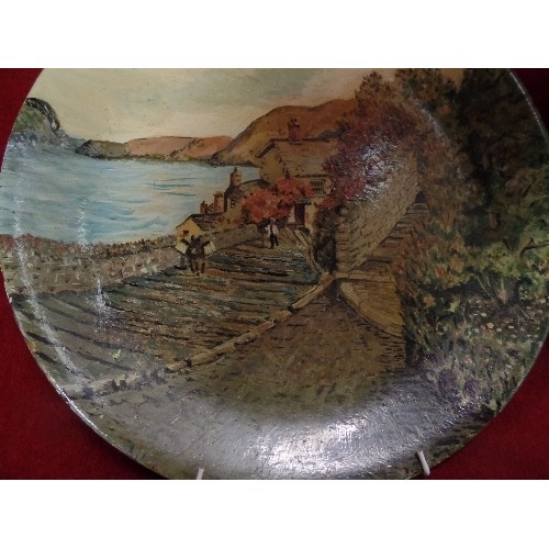 201 - 2 LOVELY HAND-PAINTED PLATES. AN ALFRED MEAKIN, AND  A BILTONS-STAFFS. BOTH HAVE WALL HANGERS.