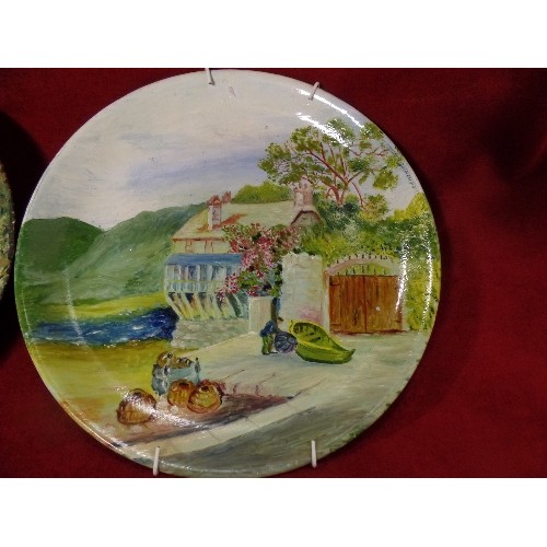 201 - 2 LOVELY HAND-PAINTED PLATES. AN ALFRED MEAKIN, AND  A BILTONS-STAFFS. BOTH HAVE WALL HANGERS.