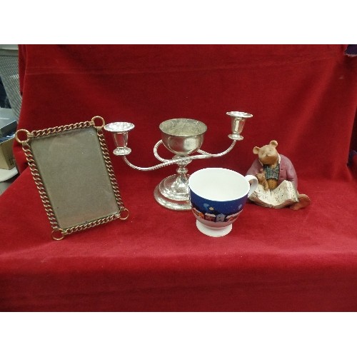 292 - MIXED LOT. INCLUDES VINTAGE BRASS PICTURE FRAME, BAMBOO STEAMER, DUAL WRAP FOR CHILLING AND WARMING ... 