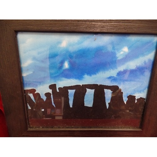 301 - 2 X HAND-PAINTED LIMITED EDITION IMAGES OF STONEHENGE. FRAMED.