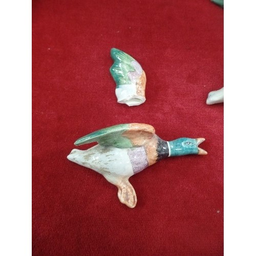 305 - SET OF 5 VINTAGE FLYING DUCKS, AGAIN LIKE HILDA OGDENS IN CORRIE!! ONE HAS A WING WHICH NEEDS RE-ATT... 