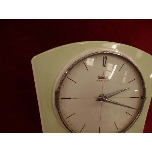 315 - UNUSUAL GARANT SCHWEBB ANKER WALL CLOCK SET IN A GREEN CERAMIC SURROUND