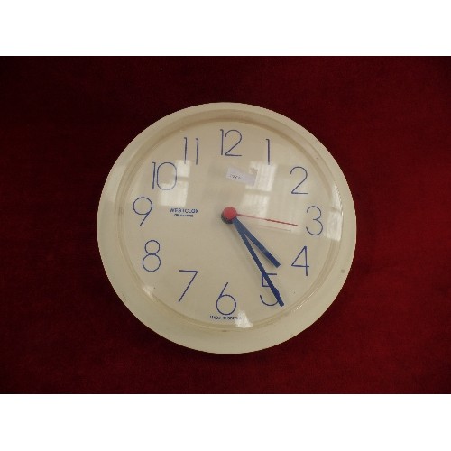 316 - RETRO WESTCLOX, MADE IN BRITAIN WALL CLOCK, BATTERY