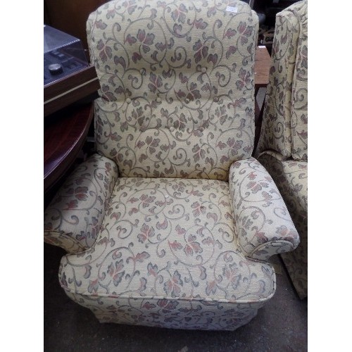 557 - LOUNGE ROCKER CHAIR IN  NEUTRAL TONES, EXELLENT ORDER (MATCHES LOT 558)