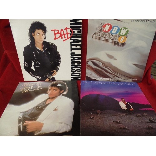 563 - BOX OF LP RECORDS -  MICHAEL JACKSON BAD AND THRILLER,  STEVIE WONDER, LISA STANSFIELD, MONTY PYTHON... 