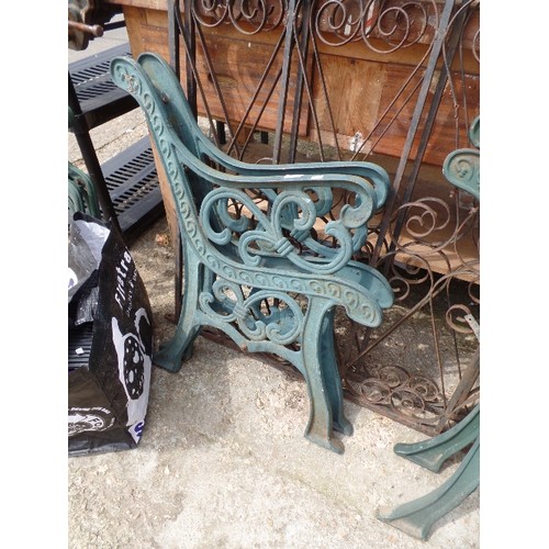 630 - PAIR OF CAST IRON GREEN BENCH ENDS