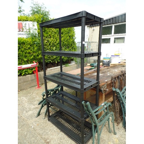 634 - PLASTIC BLACK 5 TIER STORAGE SHELVING UNIT