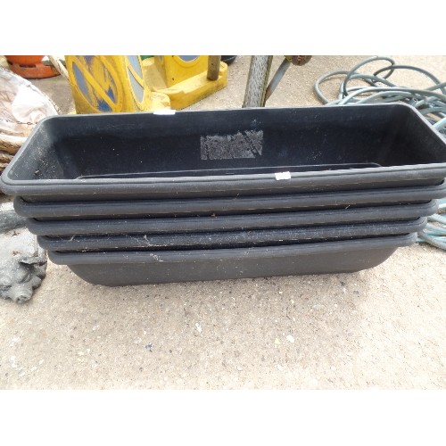 637 - 5 PLASTIC PLANT TROUGHS WITH WATER RESERVOIR