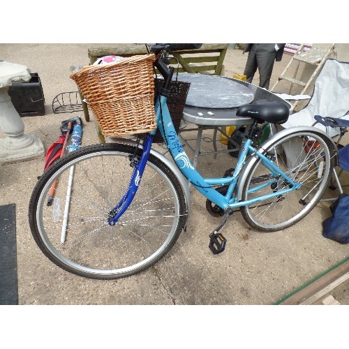 644 - LADIES APOLLO BIKE IN TURQUOISE, WITH BASKETS, HELMET AND LOCK