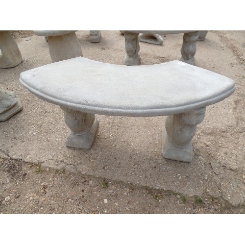 656 - CONCRETE CURVED GARDEN BENCH WITH SQUIRREL DESIGN BASE