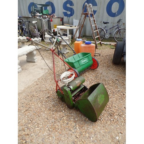 689 - PETROL QUALCAST MOWER WITH GRASS BOX PETROL