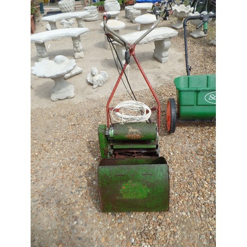 689 - PETROL QUALCAST MOWER WITH GRASS BOX PETROL