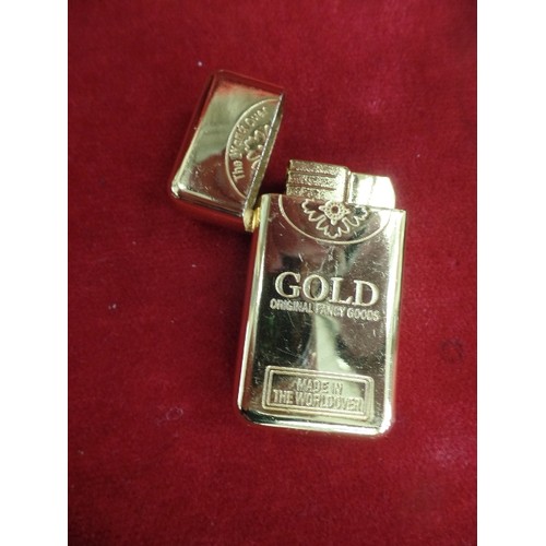 9 - ZIG ZAG TOBACCO ROLLER AND 5 GOOD QUALITY LIGHTERS- ZIPPO, GOLD BAR, WINDPROOF ETC