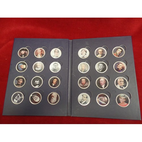 36 - GREAT BRITISH COIN COLLECTION OF FAMOUS PEOPLE PRINTED ON COINS IN FOLDER