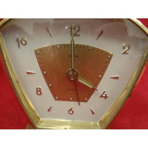 74 - SMALL ART DECO BRASS SECURA ALARM CLOCK