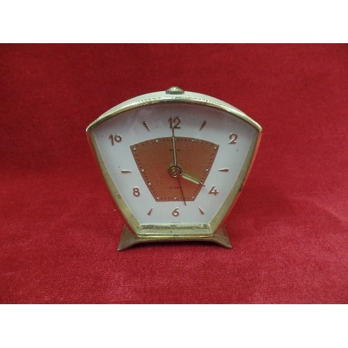 74 - SMALL ART DECO BRASS SECURA ALARM CLOCK