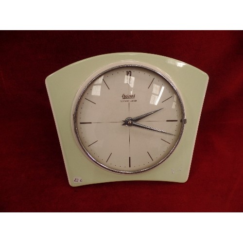 83 - UNUSUAL GARANT SCHWEBB ANKER RETRO WALL CLOCK SET IN A GREEN CERAMIC SURROUND