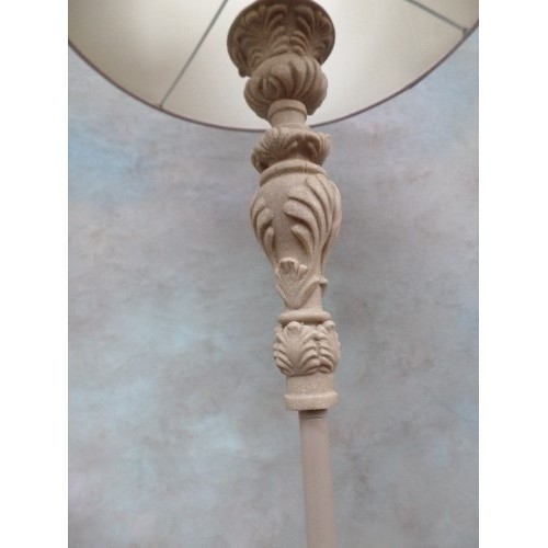 192 - STANDARD LAMP WITH STONE COLOURED BASE AND SHADE.