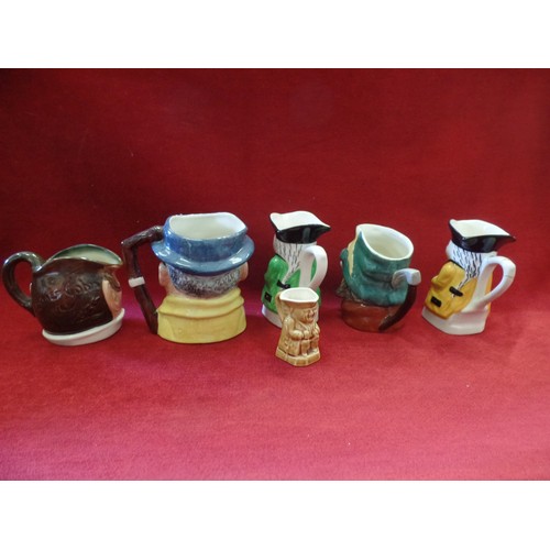 66 - COLLECTION OF 6 SMALL VINTAGE TOBY JUGS. INC ROYAL DOULTON, ARTONE, NEW DEVON.