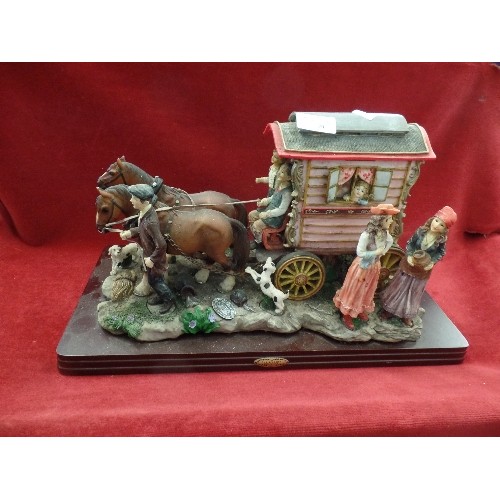 94 - LARGE DECORATIVE ROMANY 'OXFORD' CARAVAN, WITH HEAVY HORSES AND FIGURES. FROM THE 'ACADEMY COLLECTIO... 