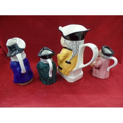 117 - 4 X SMALL VINTAGE TOBY JUGS. INC DEVONMOOR, BURLINGTON-WARE ETC.