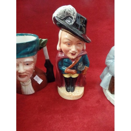 120 - 4 X VINTAGE TOBY JUGS. INC A LOVELY COURT JESTER BY MANOR-WARE, ALSO BURLINGTON-WARE, KELSBORO-WARE,... 