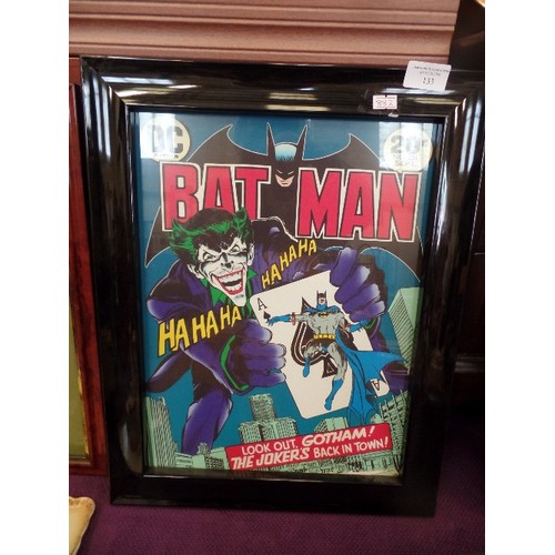 133 - FRAMED BATMAN & JOKER ARTWORK 