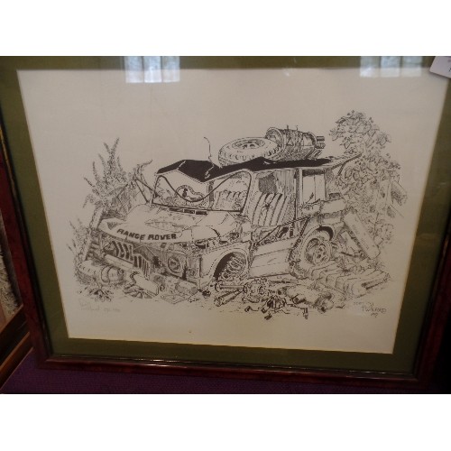 139 - P.WILFORD RANGE-ROVER THEMED FRAMED/GLAZED PRINTS X 2.