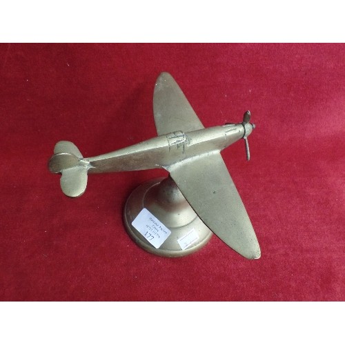 177 - VINTAGE TRENCH ART-BRASS AEROPLANE.