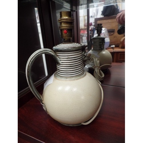 321 - UNUSUAL 'PITCHER JUG' LAMP. UNMARKED, ATTRIBUTED TO DENBY 1940'S/50'S.