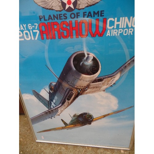 351 - FRAMED/GLAZED AIRSHOW POSTER. 'PLANES OF FAME AIRSHOW. CHINO AIRPORT. MAY 2017.