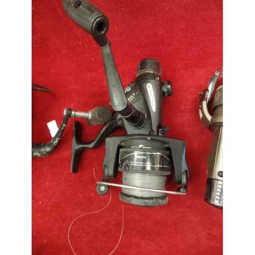 366 - 4 X FISHING REELS. INC MITCHELL MC 401, ZEBCO COOL AJ 120, REGAL 4050 BRT, & A HI-CASTER 450.