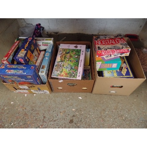 142 - 3 LARGE BOXES FULL OF PUZZLES AND BOARD GAMES.